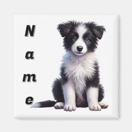 Imã Collie Puppy de Borda Cuja Fronteira Personalizada
