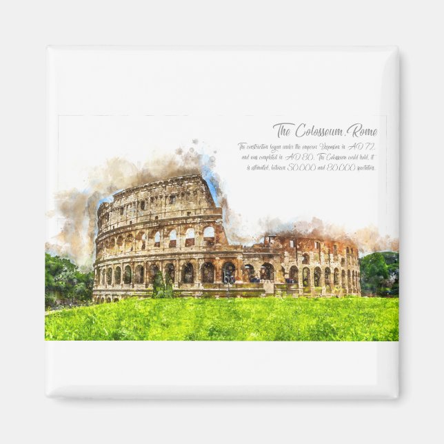 Imã Colluseum Rome Watercolor (Frente)