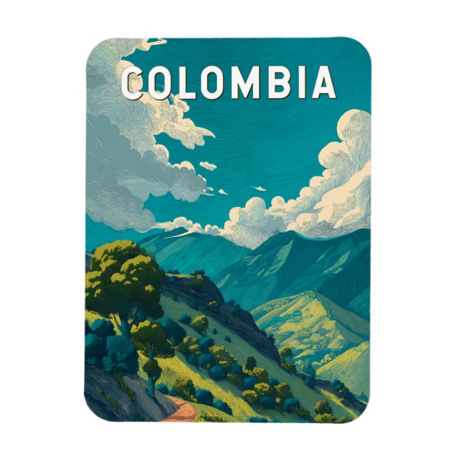 Ímã Colombia Illustration Travel Art Vintage (Vertical)