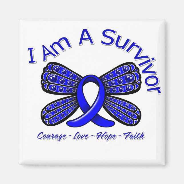 Imã Colon Cancer Butterfly Eu Sou Um Sobrevivente (Frente)