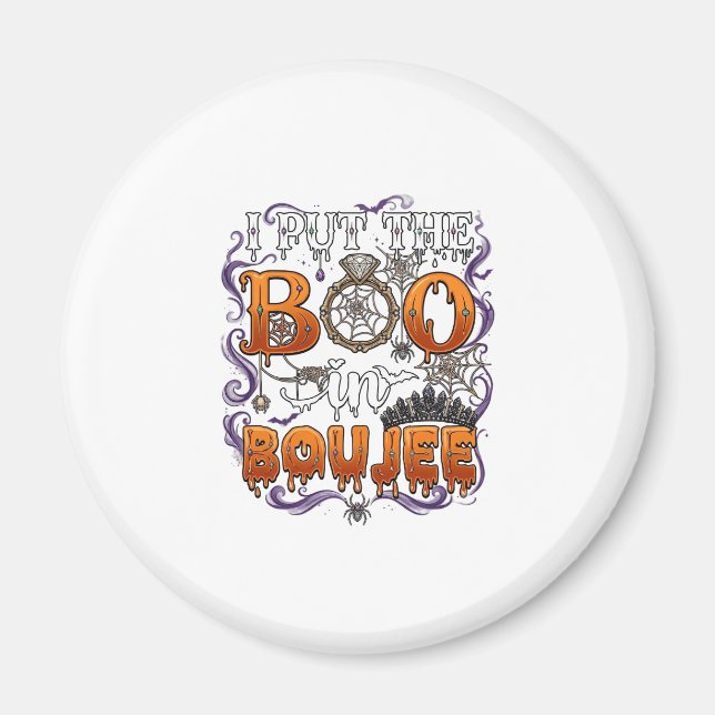 Imã Coloque Boo Boujee Dia das Bruxas Anel de Diamante (Frente)