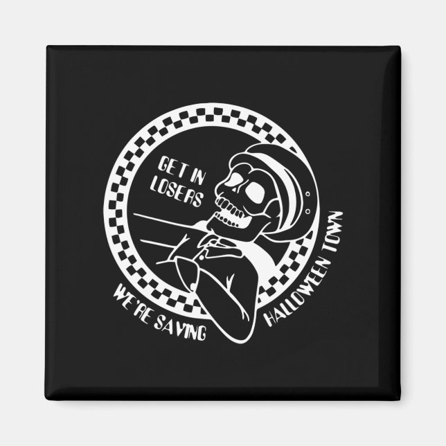 Imã Coloque-se no esqueleto de diversão de Halloween p (Frente)