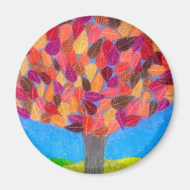 Imã Color Pencil Tree with Leaves Drawing  (Frente)