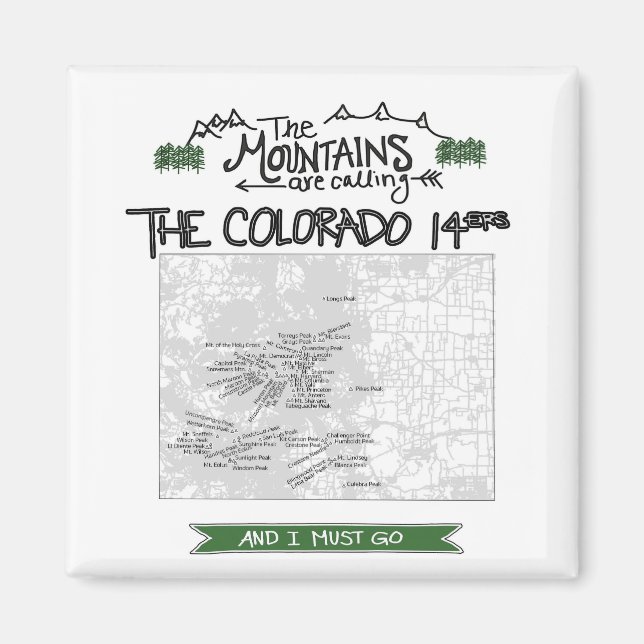 Imã Colorado 14ers Fourteeners Design (Frente)
