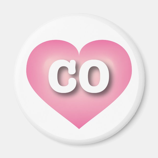 Imã Colorado Pink Fade Heart - Eu amo CO (Frente)