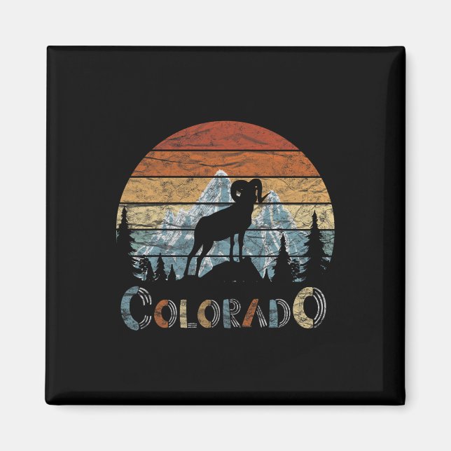 Imã Colorado Rocky Mountain Retro Tee Skiing Camping (Frente)