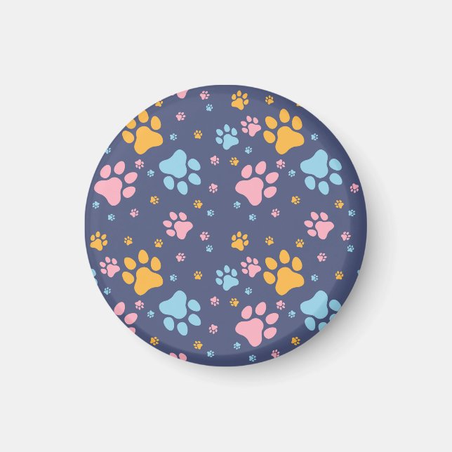 Imã Colorful Animal Paw Prints Pattern (Frente)