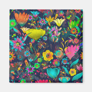 Imã Colorful botanical pattern
