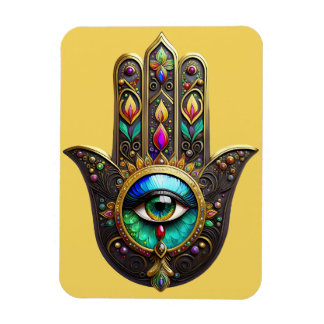 Ímã Colorful Brown Gold Hamsa Rainbow Color Third Eye