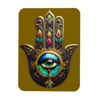 Ímã Colorful Brown Gold Hamsa Rainbow Color Third Eye