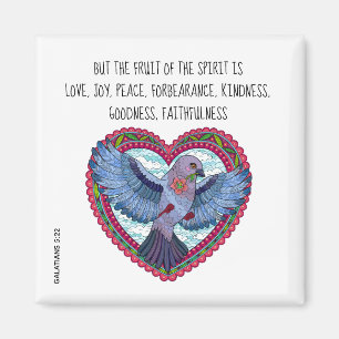Imã Colorful Dove w Verse sobre a paz (Galatianos 5:22