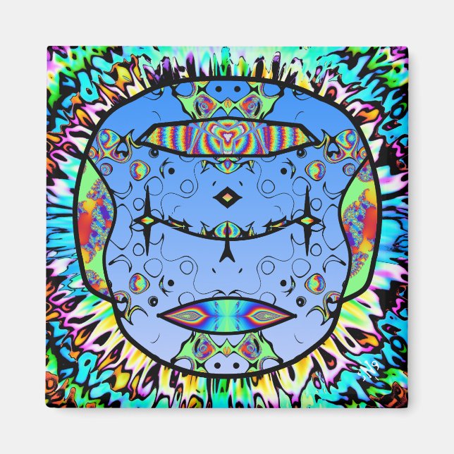 Imã Colorful tattooed skull v0 (Frente)