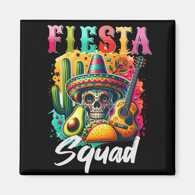 Imã Colorida Cinco de Mayo Fiesta Squad design (Frente)