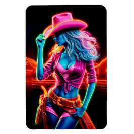 Ímã Colorida garota ocidental com chapéu de cowboy ros