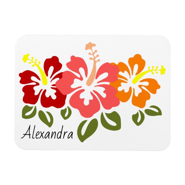 Ímã Colorida Hibiscus Trio Personalizada (Horizontal)