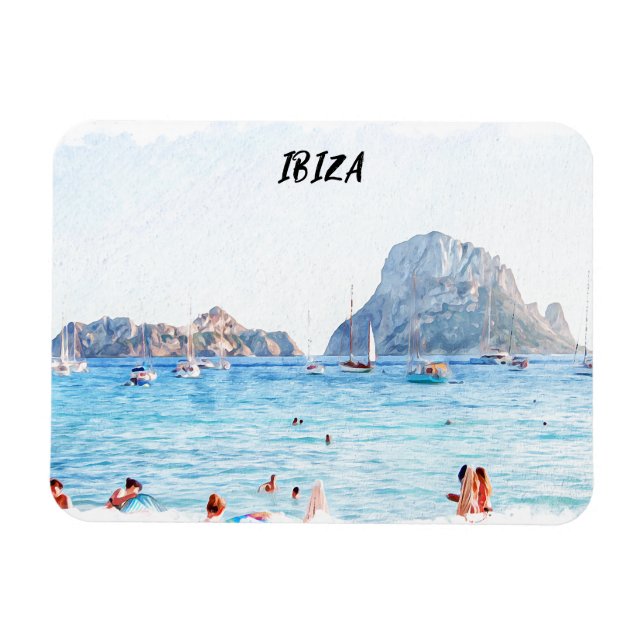 Ímã Colorida Ibiza Beach Viagem Souvenir (Horizontal)