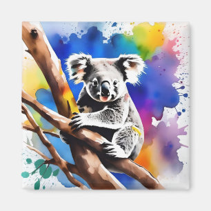 Imã Colorida Mancha De Aquarela Do Urso De Koala,