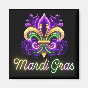 Imã Colorida Neon Mardi Gras Fleur de lis