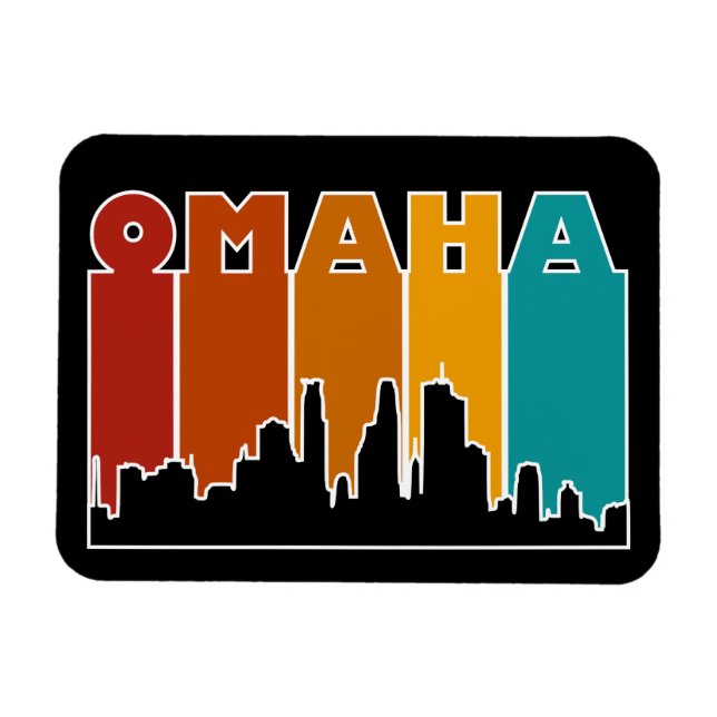 Ímã Colorida Omaha Nebraska Retro Sunset (Horizontal)