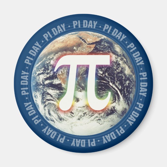 Imã Colorida Pi Day na Terra - ímã matemático (Frente)