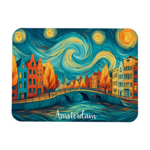 Ímã Colorida pintura a óleo do canal Holanda Amsterdã