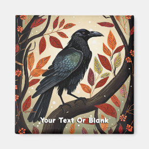 Imã Colorida Raven Empoleirada numa Árvore