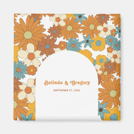 Imã Colorida Retro Flowers Casamento em Arco dos anos