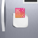 Imã Colorida, Rosa E Laranja, Salvar A Data<br><div class="desc">Este tema de casamento ousado e brilhante é uma escolha perfeita para casais que querem celebrar seu dia especial com uma vibrante e alegre ambição e expressar suas personalidades e adicionar um toque único ao evento. O uso de cores ousadas e brilhantes como a cor-de-rosa fuchsia e a laranja queimada...</div>