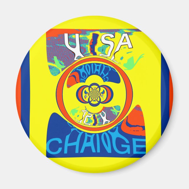 Imã Colorida USA Change: Uma Design festiva (Frente)