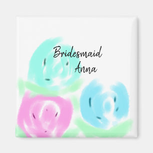 Imã Colorido floral pastel aquarela damas de honra adi