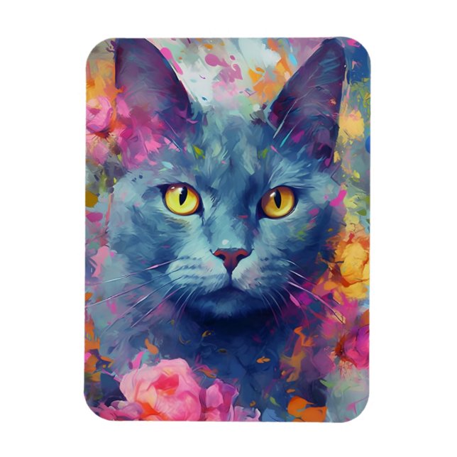 Ímã Colorido gato azul russo (Vertical)