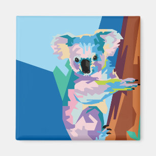 Imã Colorido Pop Art Koala Retrato