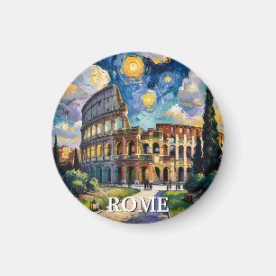 Imã Colorido Roma Itália Coliseu Estilo Van Gogh