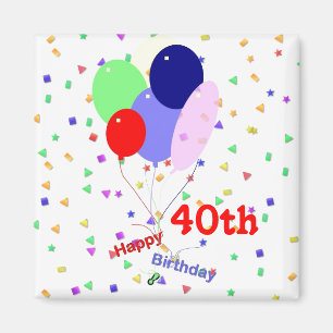 Imã Coloridos aniversário de 40 anos Balões Felizes