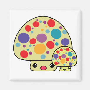 Imã Coloridos Cogumelos Kawaii Manchados Fofos