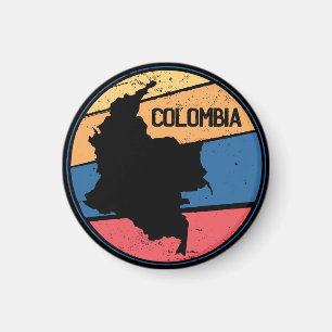 Imã Colorir Mapa Colorido da Colômbia Vintage