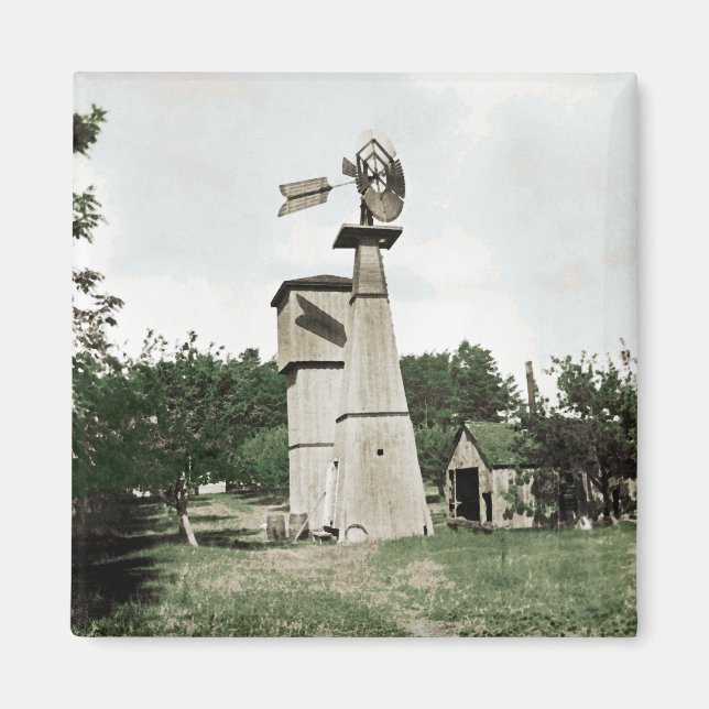 Imã Colorsplash Watercolor da Fazenda Rural de 1890 (Frente)