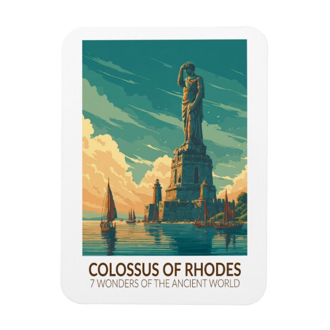 Ímã Colossus of Rhodes Seven Wonders of the World Art (Vertical)