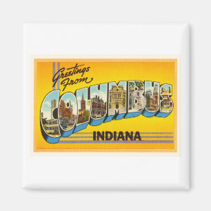 Imã Columbus Indiana em Old Viagens vintage Souvenir