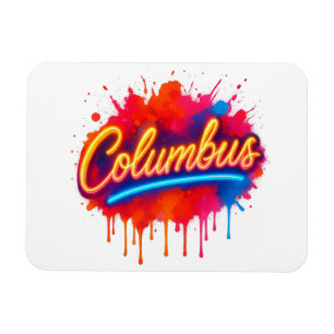 Ímã Columbus Neon Street Art Splash