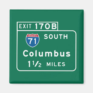 Imã Columbus, OH Road Sign
