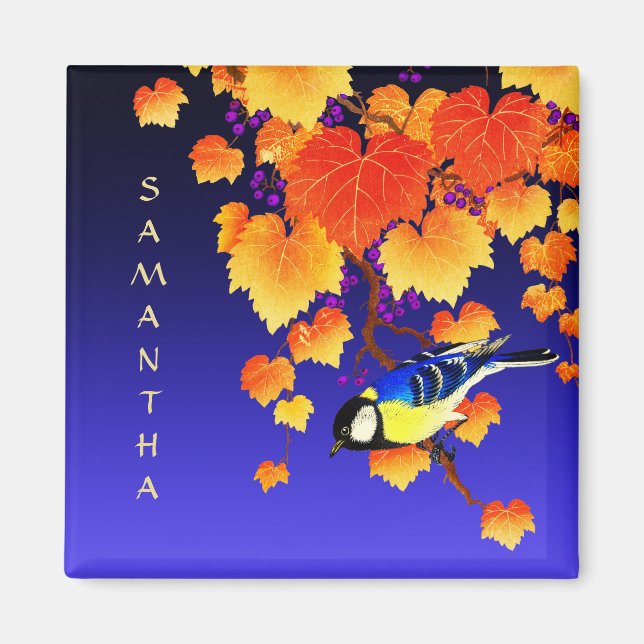 Imã Coluna Excelente de Vinha de Queda Pássaro Laranja (Frente)