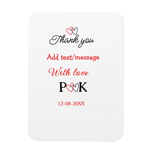 Ímã Com amor adicionar nome do casal letra obrigado ad (Vertical)