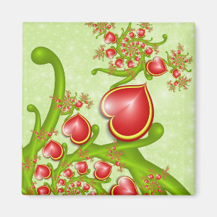 Imã Com muito amor Corações Amarelos Vermelhos Arte Fr