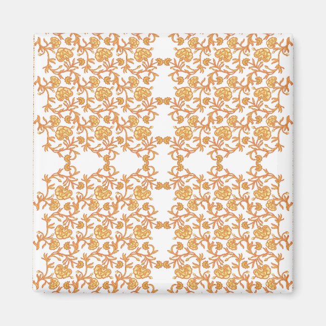 Imã com Papel de parede flexível branco e laranja eleg (Frente)