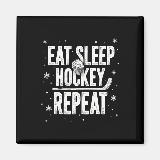 Imã Coma Hockey com Sono Repete Feriado Engraçado Espo (Frente)