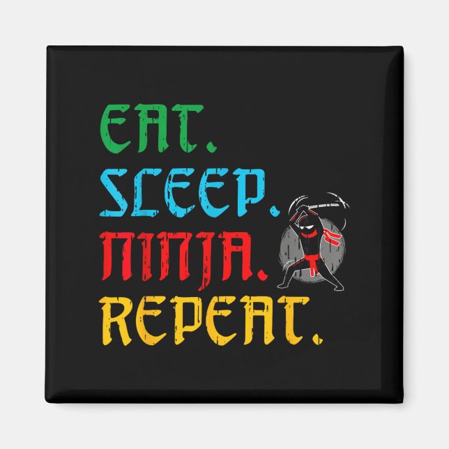 Imã Coma Ninja Repetir Divertido Fã de Artes Marciais  (Frente)