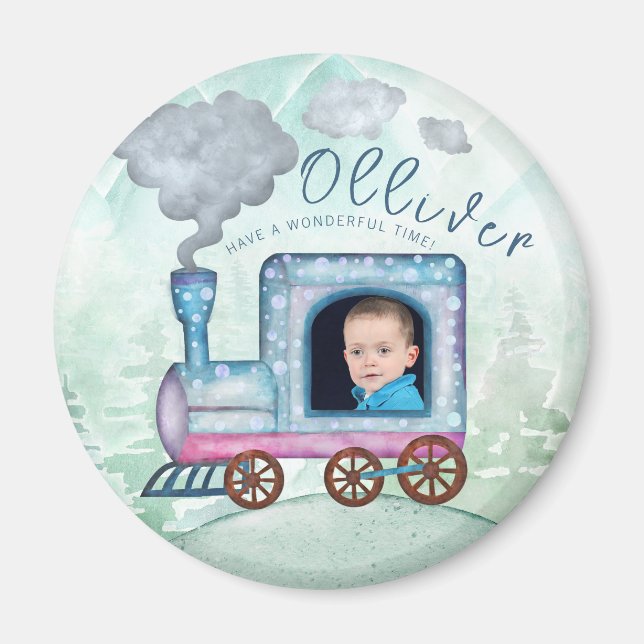 Imã Comboio Aniversário Chugga Chugga Duas Fotos (Frente)