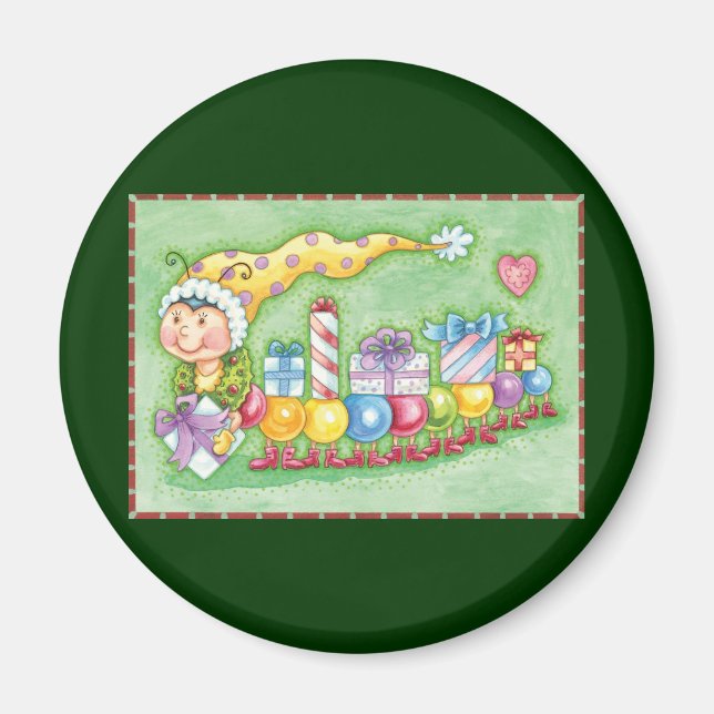 Imã Comboio de Caternas de Natal bonito com Presentes (Frente)