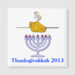 Imã Comemoração do Festival de Cinema Turco Thanksdoak<br><div class="desc">Notícia comemorativa de Thanksdoakkah com gráficos humorísticos de um peru assado em uma haste de cuspe acima de uma menorah. Texto preto,  na parte inferior,  Thanksdoakkah 2013.</div>